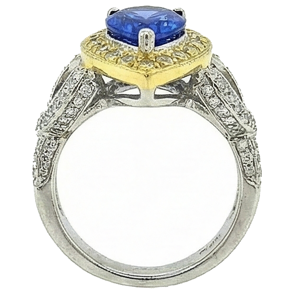 echter round tansanit 3.01Karat ring Profilansicht