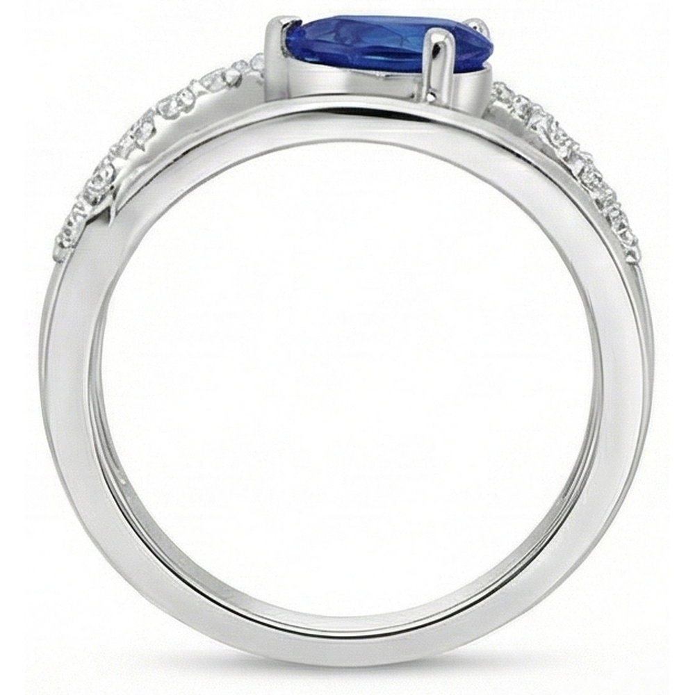 Birne & Rund 2,65 Karat Saphir-Aus der Erde Abgebauter Natürlicher Diamant-Ring Weißgold 14K