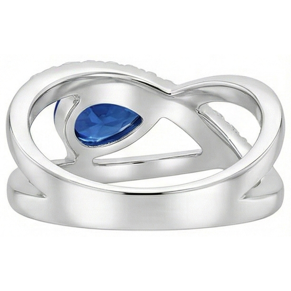 Birne & Rund 2,65 Karat Saphir-Aus der Erde Abgebauter Natürlicher Diamant-Ring Weißgold 14K
