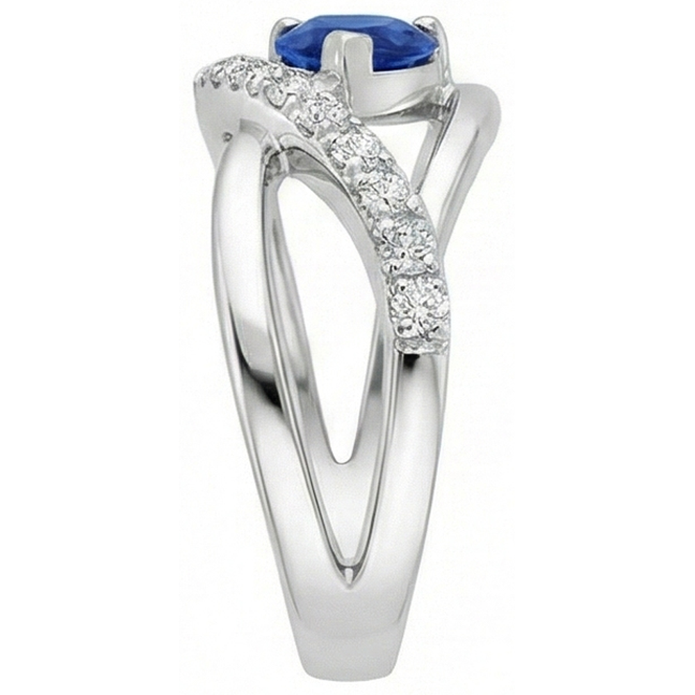 Birne & Rund 2,65 Karat Saphir-Aus der Erde Abgebauter Natürlicher Diamant-Ring Weißgold 14K