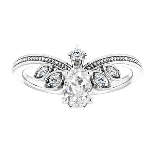 Birne alter Bergmann Echt Diamant Ring Enhancer Perlen Stil 2.75 Karat Schmuck