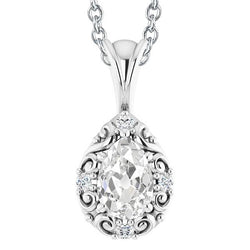 Birne alter Bergmann & Runder Natürliche Aus der Erde Abgebauter Natürlicher Diamant Anhänger Vintage Style 3 Karat Gold 14K