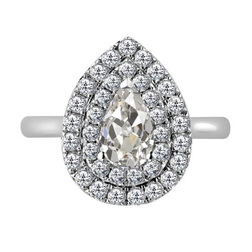 Birne & runder Echt Diamant Old Miner Halo Ring 3.50 Karat
