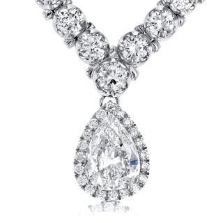 Birne und runder Echt Diamant Damen Halskette Goldschmuck 27 Ct