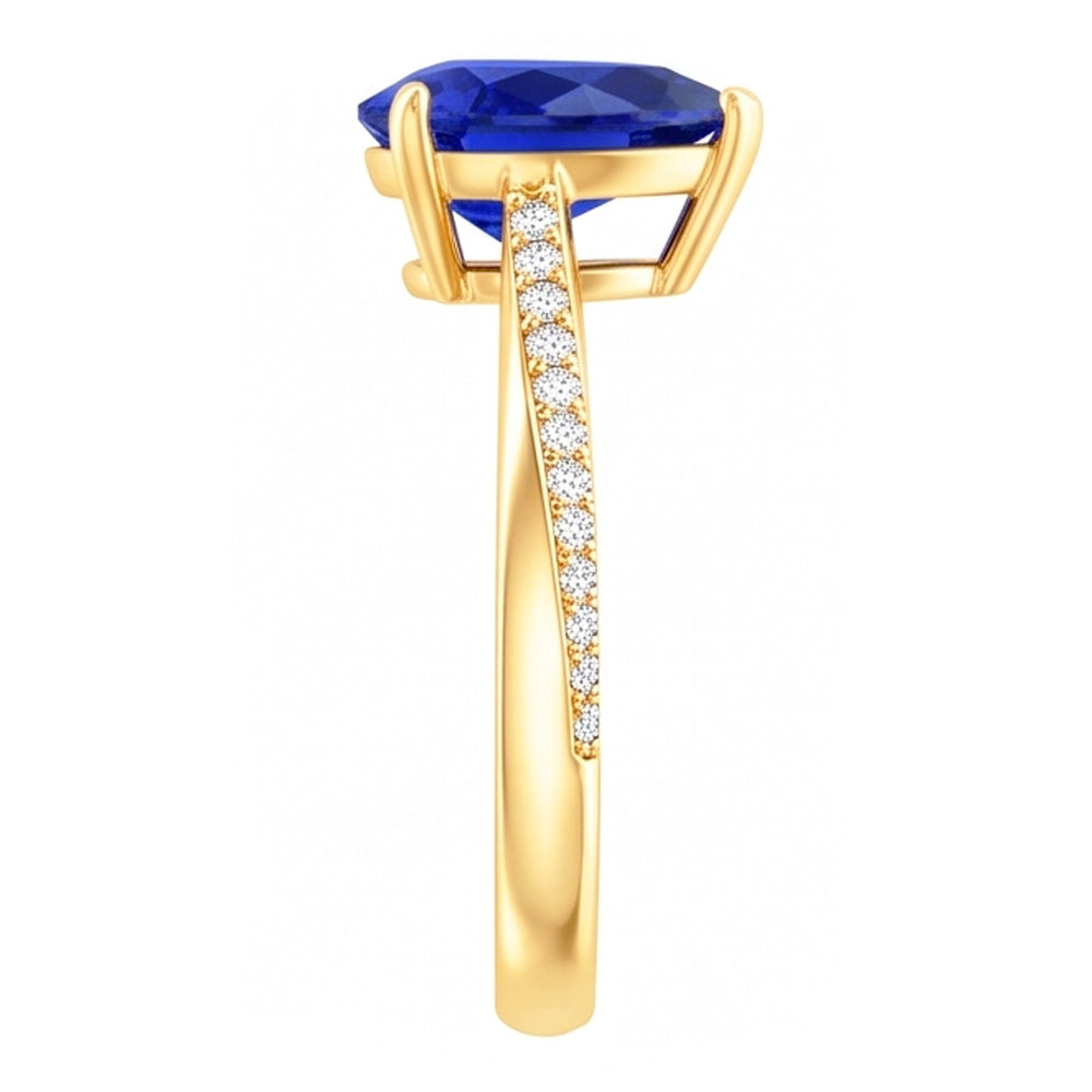 Birnen-Solitär-Srilanka-Saphir-Ring mit Natürlicher Diamant ( nicht im Labor gezüchtet )akzenten 2,50 Karat