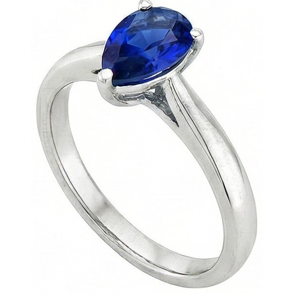 echter pear diamant 1Karat ring Vorderansicht