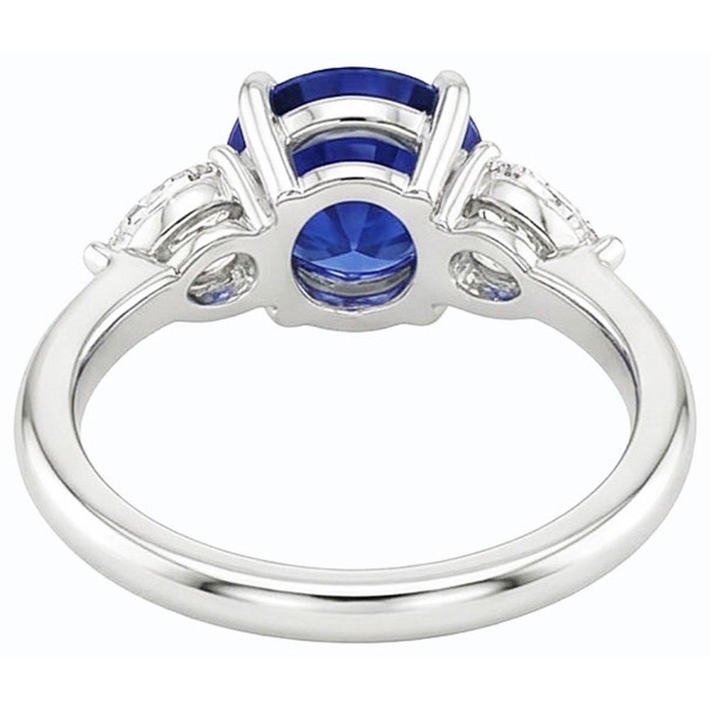 Birnendiamant 3 Stein Ring Rundschliff Blauer Saphir Schmuck 3 Karat