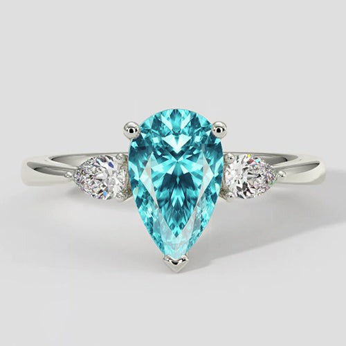 Birnenförmiger Paraiba-Seitensteinring