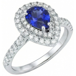 Birnenschliff Ceylon Saphir Aus der Erde Abgebauter Natürlicher Diamant Ring Weißgold 14K 4 Karat