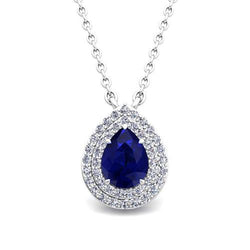 Birnenschliff Ceylon Saphir und Diamant Anhänger Dame Schmuck 1,75 ct.