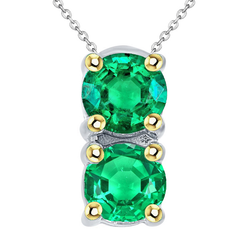Bicolor 14K Gold Schmuckstein-Anhänger mit Smaragd – 2,50 Karat