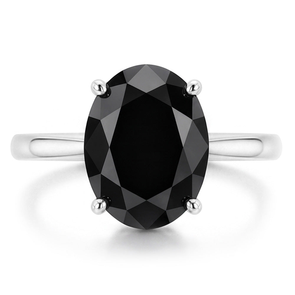 Verlobungsring mit schwarzem Diamanten 3,5 Karat Natürlicher Tropfenschliff-Solitär Kathedral-Fassung 14 Karat Weißgold
