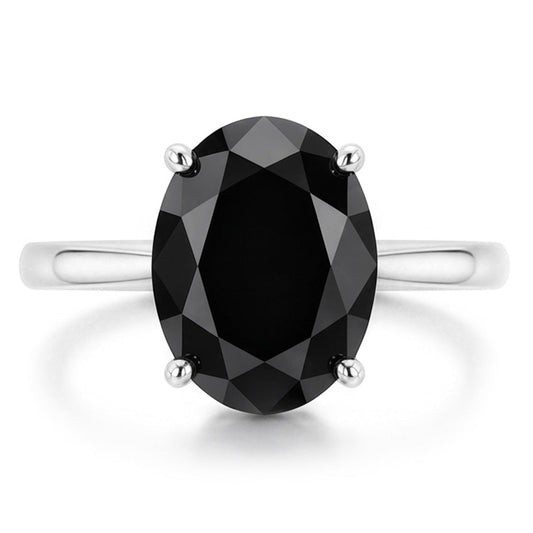 Verlobungsring mit schwarzem Diamanten 3,5 Karat Natürlicher Tropfenschliff-Solitär Kathedral-Fassung 14 Karat Weißgold