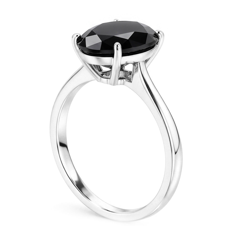 Verlobungsring mit schwarzem Diamanten 3,5 Karat Natürlicher Tropfenschliff-Solitär Kathedral-Fassung 14 Karat Weißgold