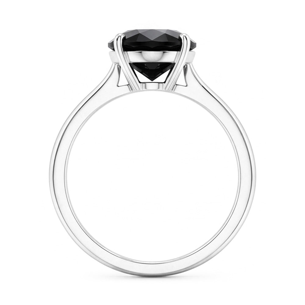 Verlobungsring mit schwarzem Diamanten 3,5 Karat Natürlicher Tropfenschliff-Solitär Kathedral-Fassung 14 Karat Weißgold