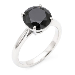 Schwarzer Diamantschmuck 5 Karat echter runder schlichter Solitärring 14 Karat Weißgold