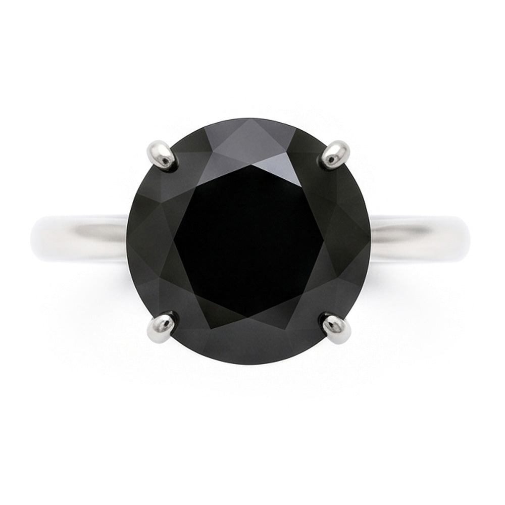 Schwarzer Diamantschmuck 5 Karat echter runder schlichter Solitärring 14 Karat Weißgold