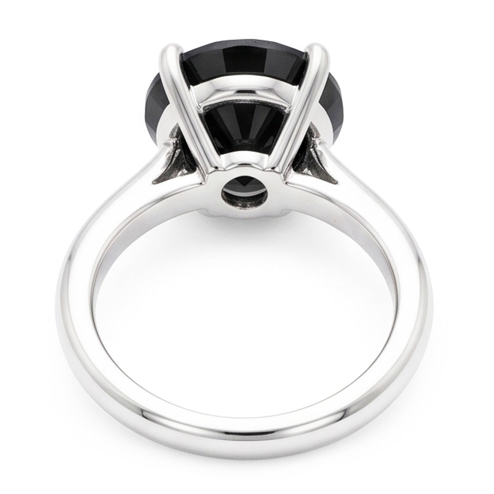 Schwarzer Diamantschmuck 5 Karat echter runder schlichter Solitärring 14 Karat Weißgold