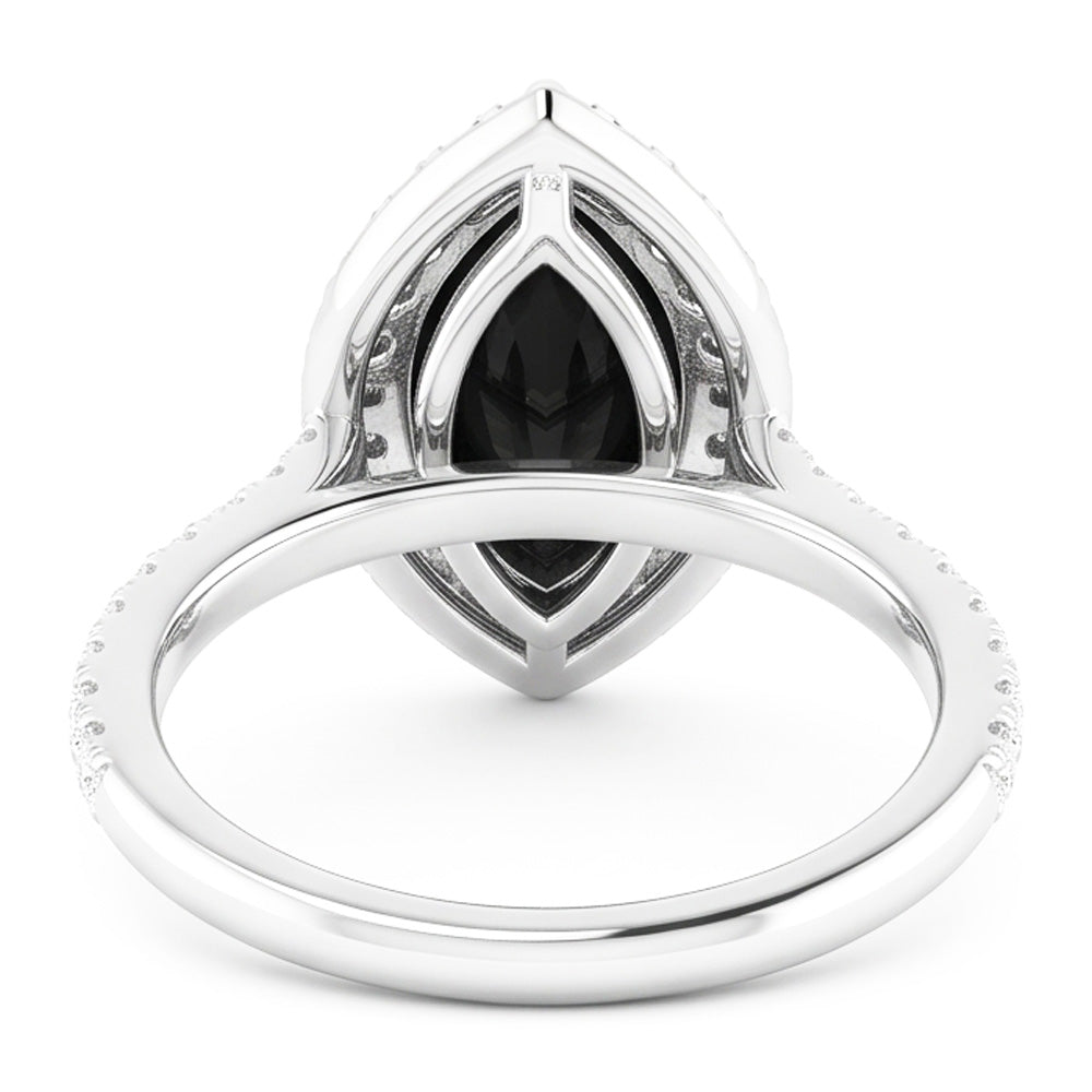 Schwarzer Diamantschmuck 6 Karat Echter Marquise Halo Ring 14 Karat Weißgold