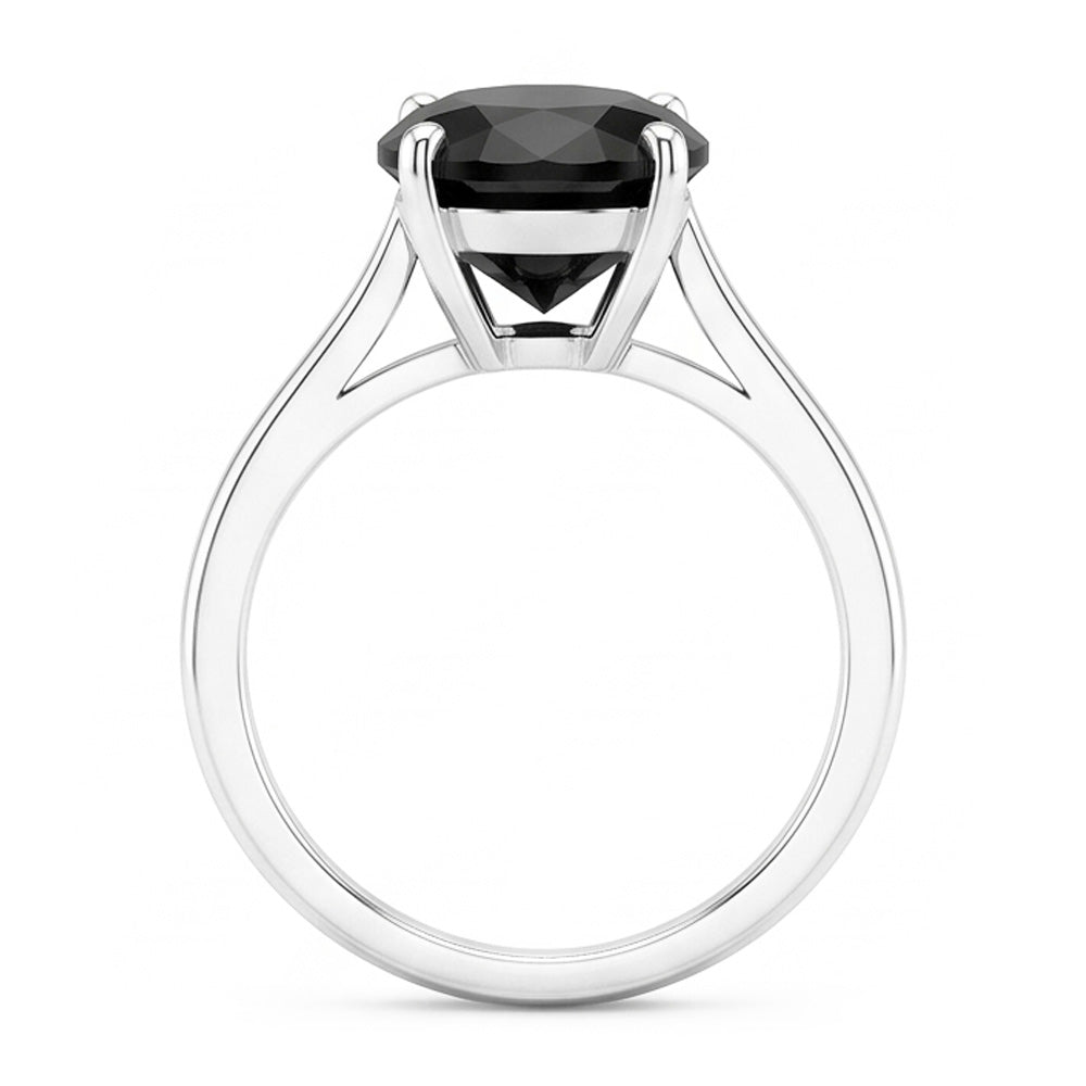 Ehering mit echtem schwarzem Diamanten, 5 Karat ovaler Solitär, Messerkante, 14 Karat Weißgold
