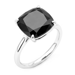 Schwarzer Diamant Antragsring 5 Karat Natürlicher Kissenschliff Solitär Schlicht 14 Karat Weißgold