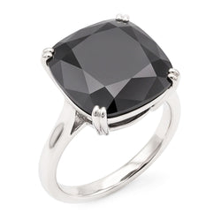 Schwarzer Diamantring 6 Karat Natürlicher Kissenschliff Solitär 14 Karat Weißgold