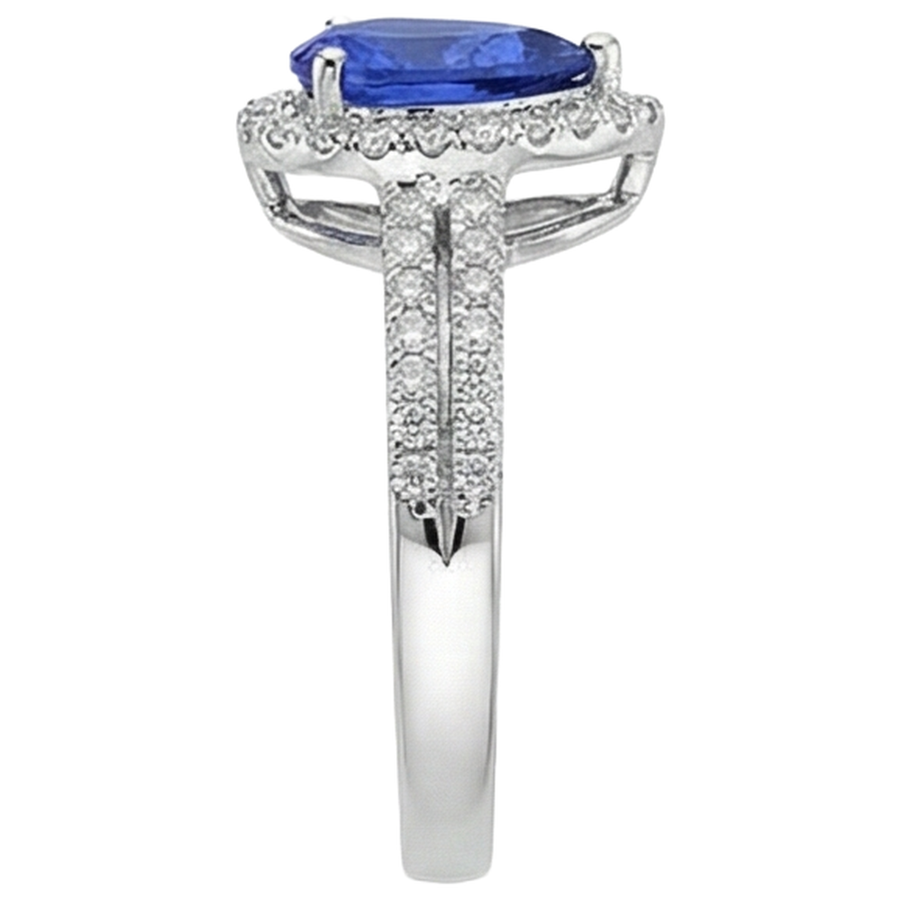 Blaue Birnenform Tansanit und runde Aus der Erde Abgebauter Natürlicher Diamanten 4,75 ct Ring 14K Gold