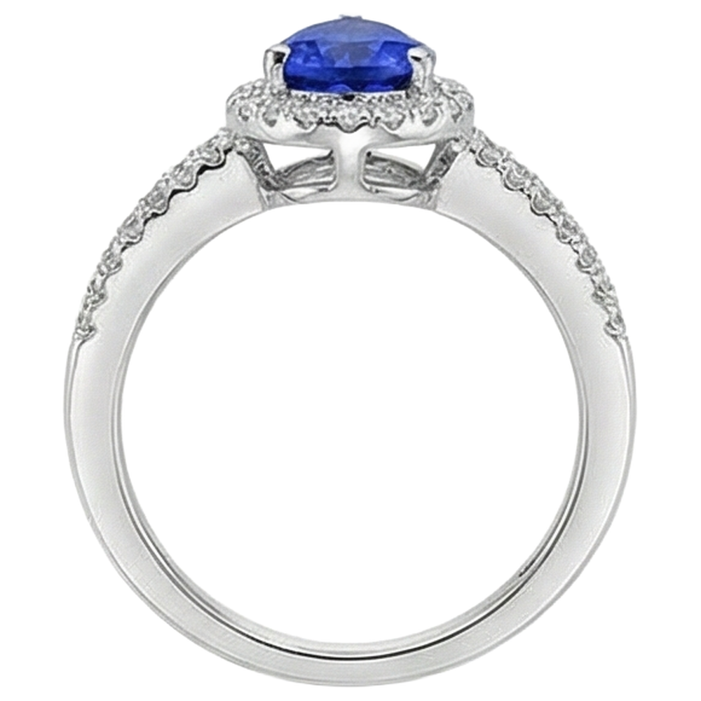 Blaue Birnenform Tansanit und runde Aus der Erde Abgebauter Natürlicher Diamanten 4,75 ct Ring 14K Gold