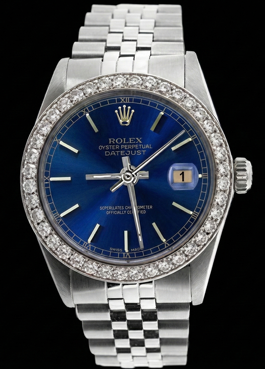 Blaue Stick-Zifferblattuhr Edelstahl Jubilee Diamant Perpetual Rolex Herren