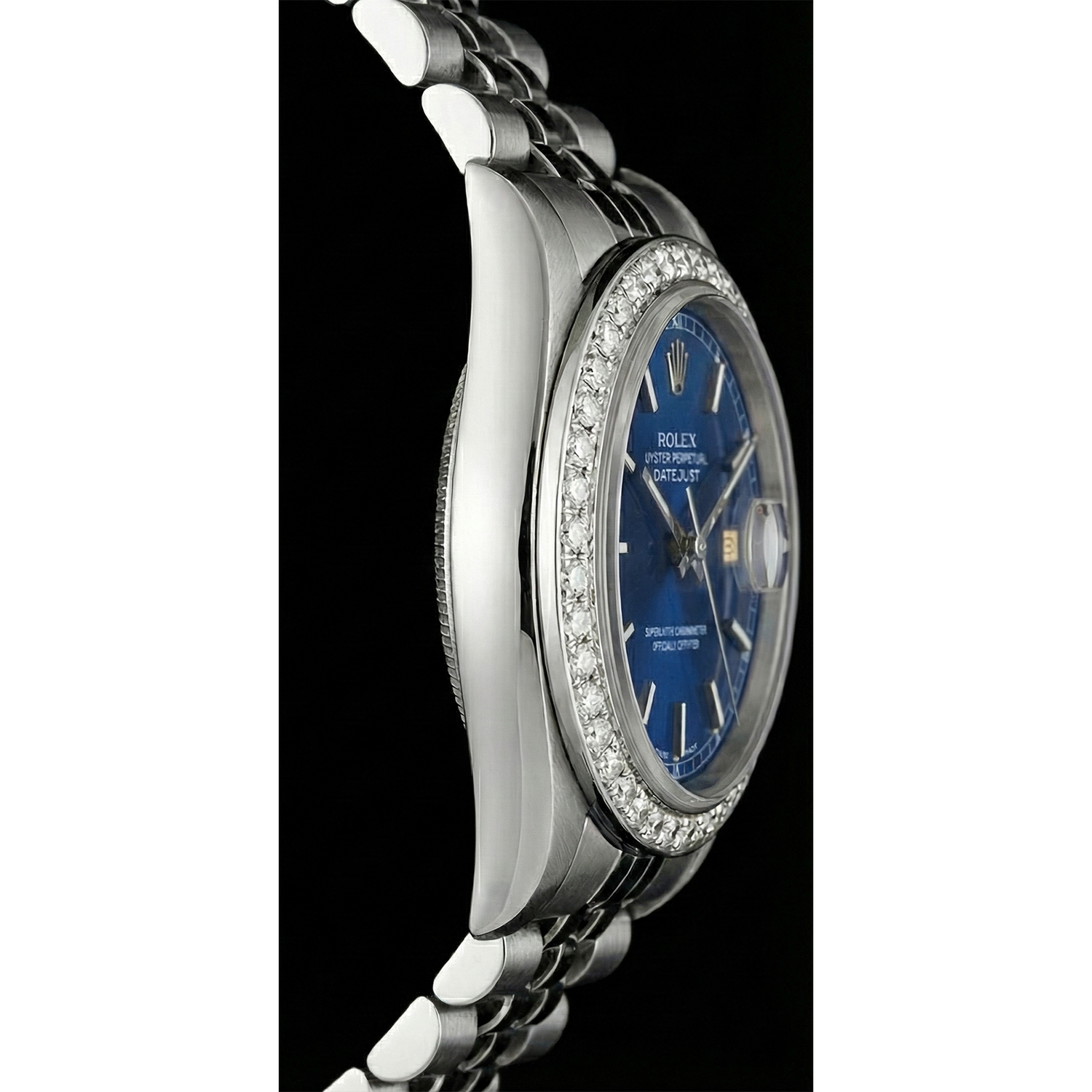 Blaue Stick-Zifferblattuhr Edelstahl Jubilee Diamant Perpetual Rolex Herren