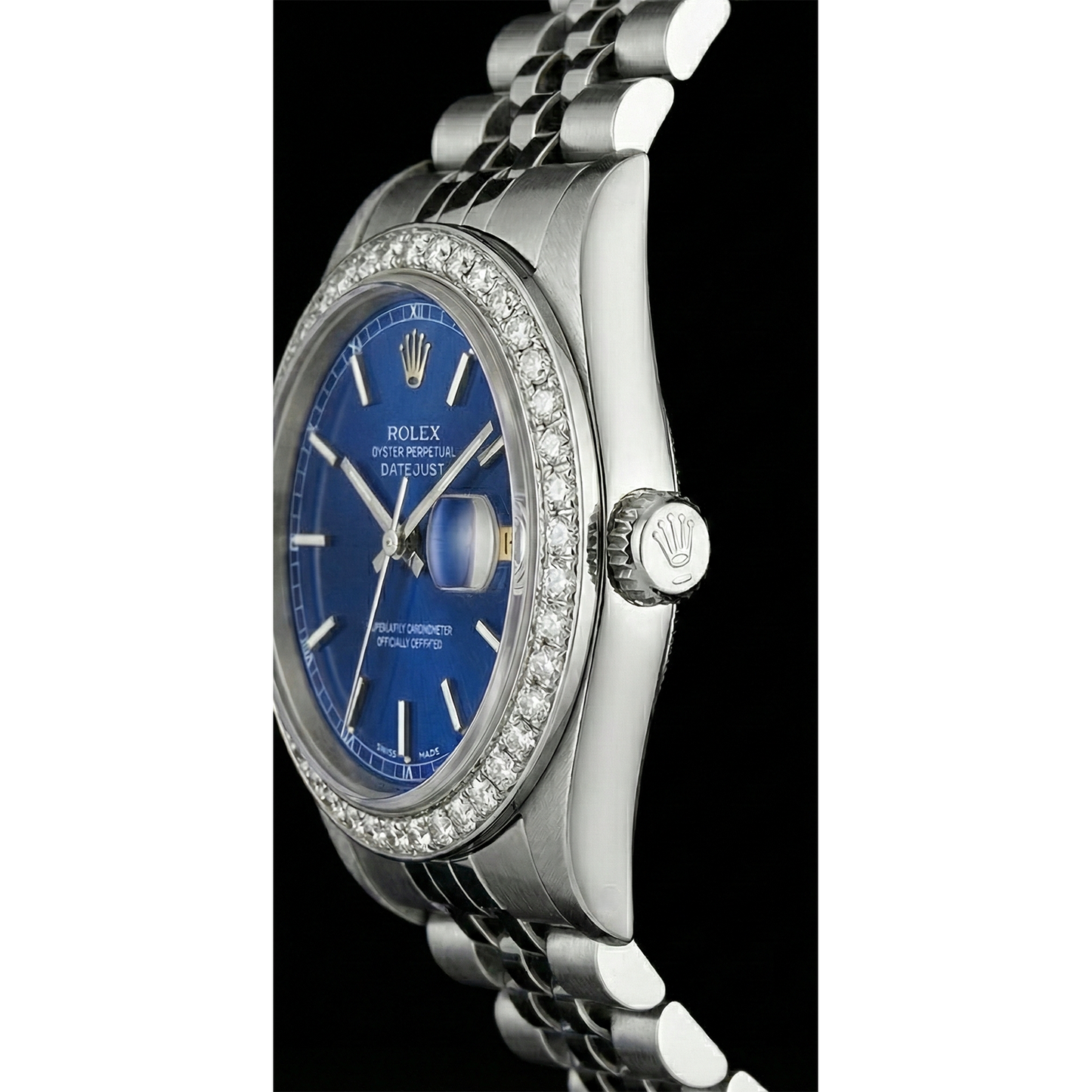Blaue Stick-Zifferblattuhr Edelstahl Jubilee Diamant Perpetual Rolex Herren