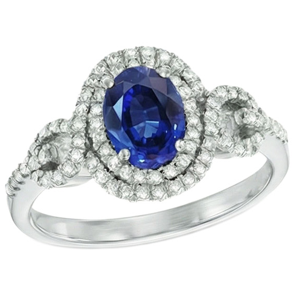 Blauer AAA Ceylon Saphir mit Aus der Erde Abgebauter Natürlicher Diamantring 2,75 Karat Goldschmuck