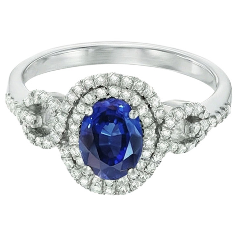 Blauer AAA Ceylon Saphir mit Aus der Erde Abgebauter Natürlicher Diamantring 2,75 Karat Goldschmuck
