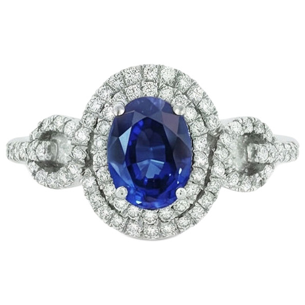 Blauer AAA Ceylon Saphir mit Aus der Erde Abgebauter Natürlicher Diamantring 2,75 Karat Goldschmuck