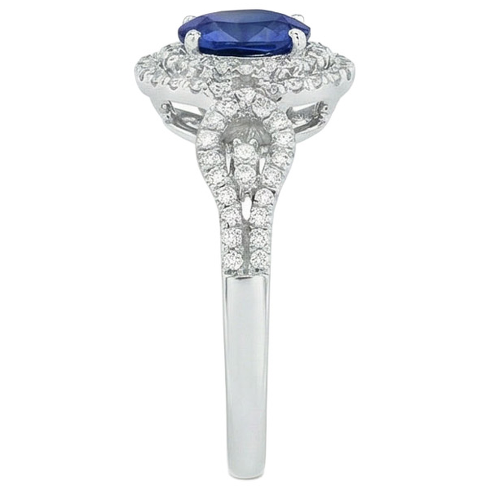 Blauer AAA Ceylon Saphir mit Aus der Erde Abgebauter Natürlicher Diamantring 2,75 Karat Goldschmuck