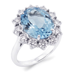 Blauer Aquamarin-Edelstein-Cocktailring
