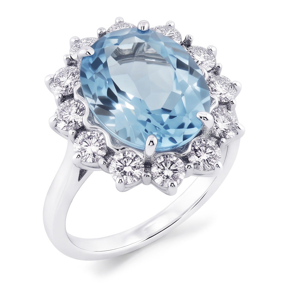 Blauer Aquamarin-Edelstein-Cocktailring