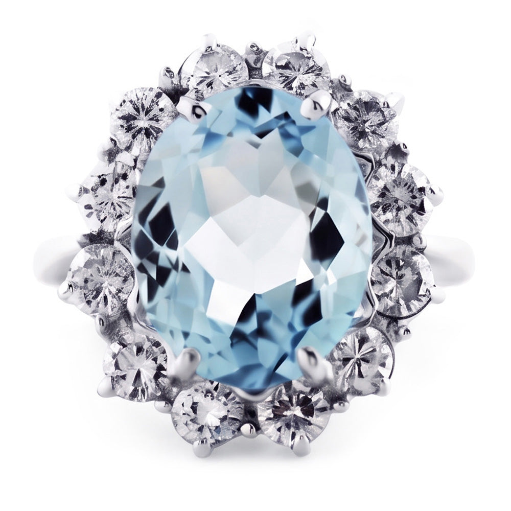 Blauer Aquamarin-Edelstein-Cocktailring