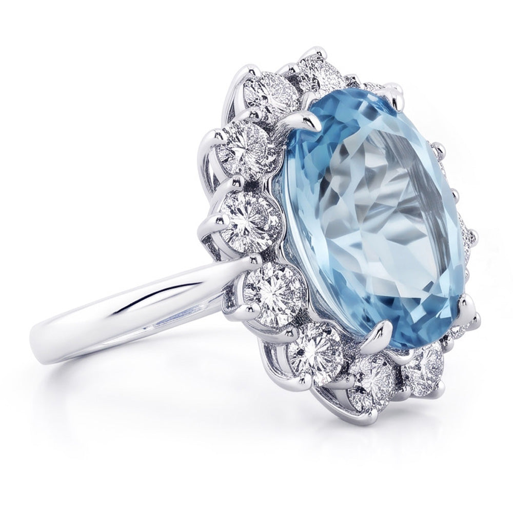 Blauer Aquamarin-Edelstein-Cocktailring