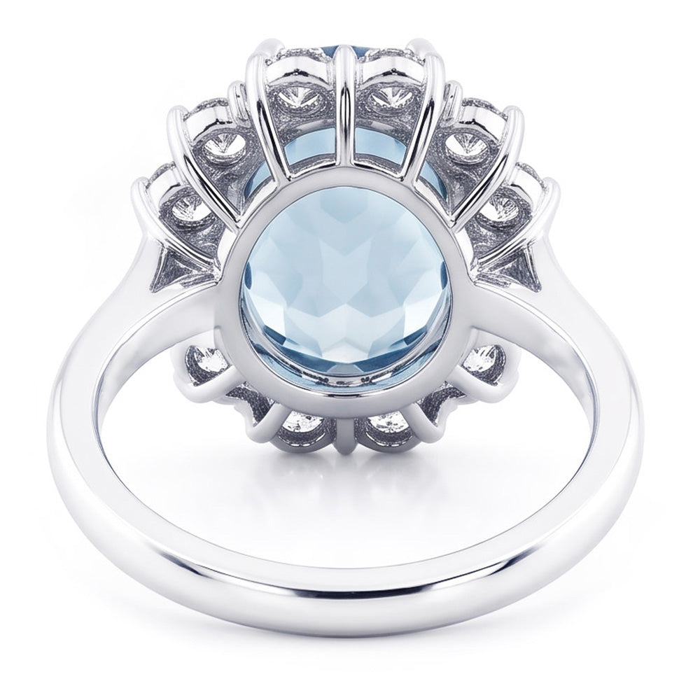 Blauer Aquamarin-Edelstein-Cocktailring