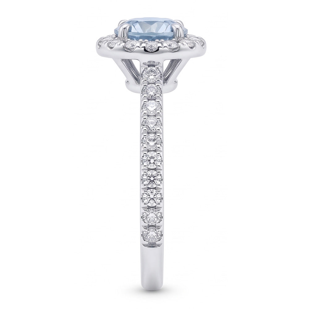 Blauer Aus der Erde Abgebauter Natürlicher Diamantring