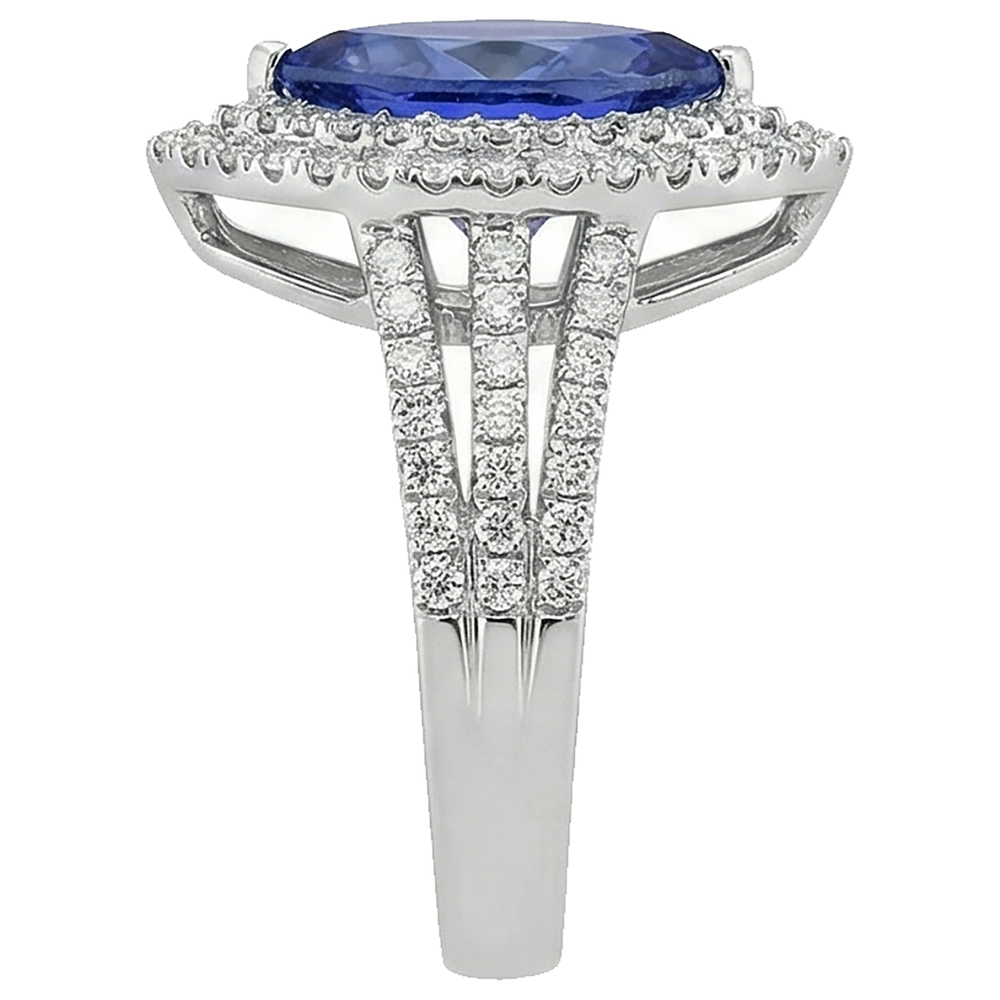 Blauer Marquise Tansanit mit Akzent Aus der Erde Abgebauter Natürlicher Diamantring 5.50 Karat WG 14K