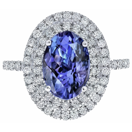 echter oval tansanit 2.50Karat ring Seitenansicht