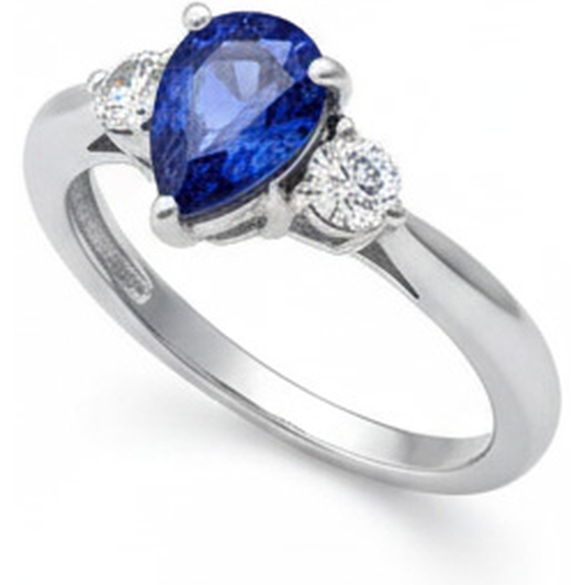 Blauer Saphir-Aus der Erde Abgebauter Natürlicher Diamant-Ehering