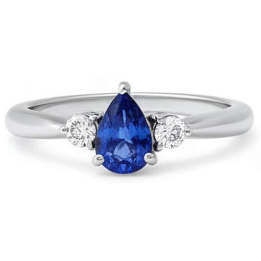 Blauer Saphir-Aus der Erde Abgebauter Natürlicher Diamant-Ehering