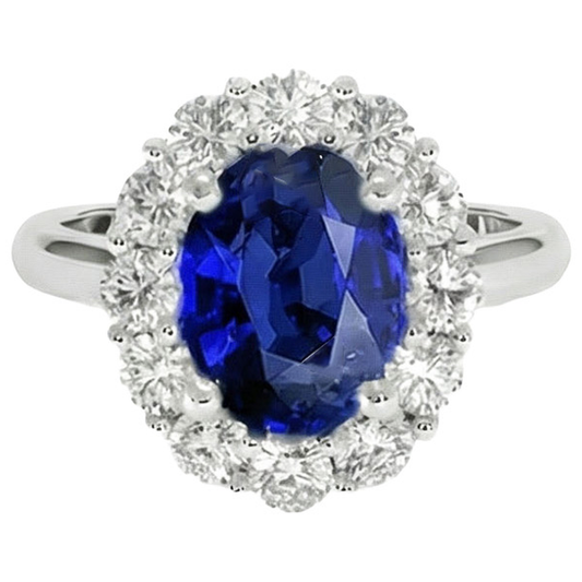 Blauer Saphir Aus der Erde Abgebauter Natürlicher Diamant Verlobungsring Oval Ceylon Edelstein 9,25 Karat