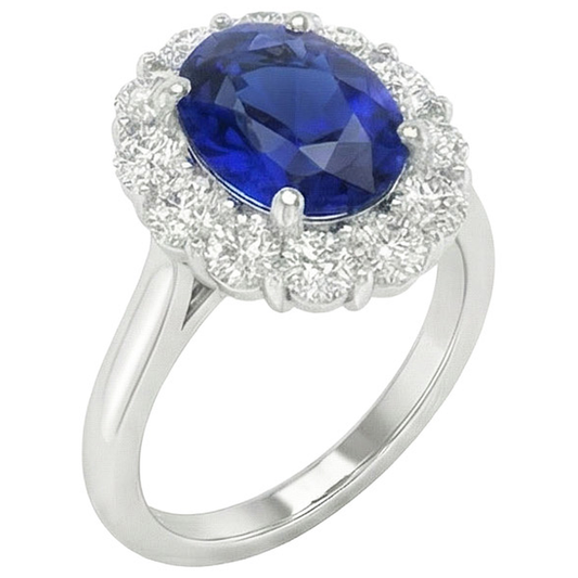 Blauer Saphir Aus der Erde Abgebauter Natürlicher Diamant Verlobungsring Oval Ceylon Edelstein 9,25 Karat