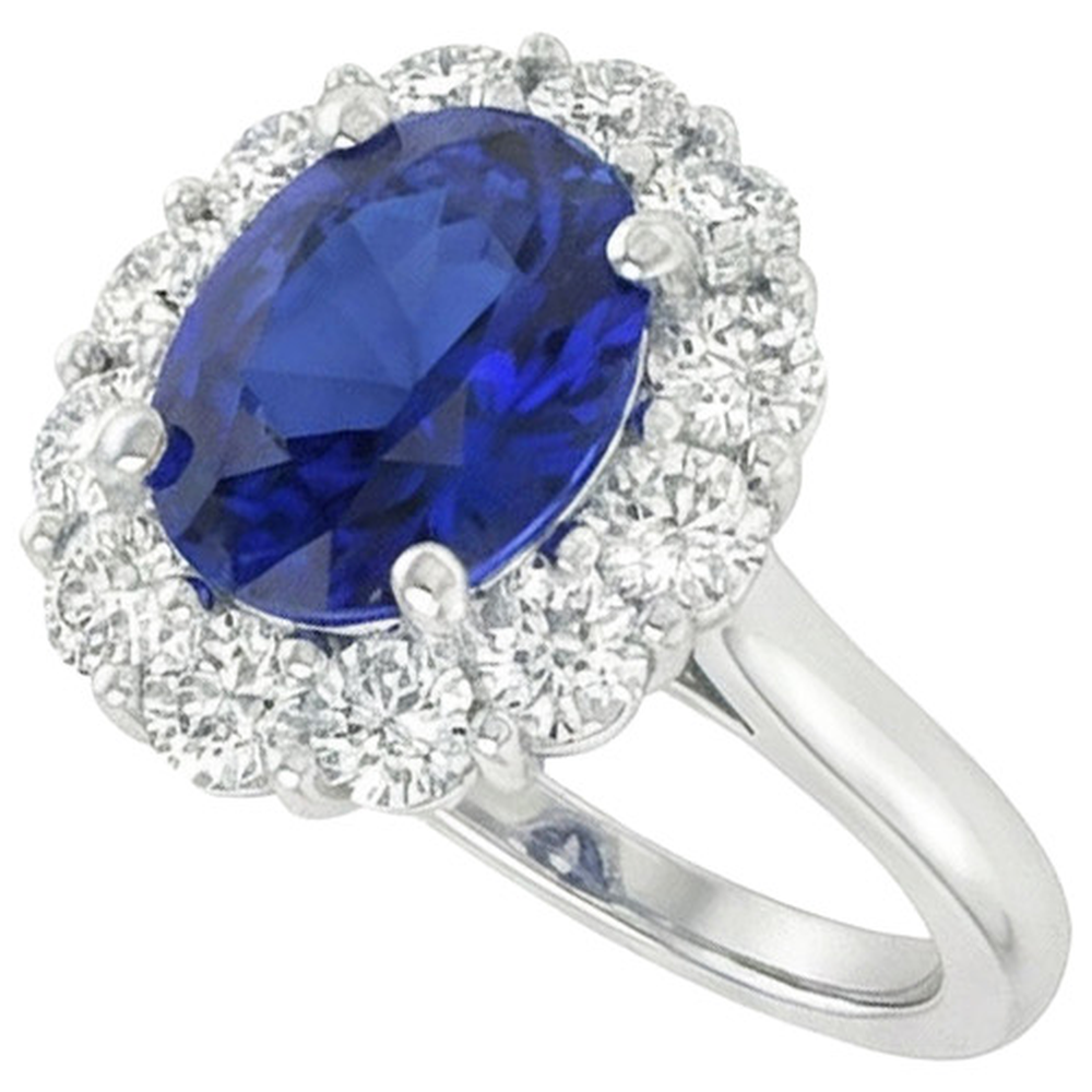 Blauer Saphir Aus der Erde Abgebauter Natürlicher Diamant Verlobungsring Oval Ceylon Edelstein 9,25 Karat