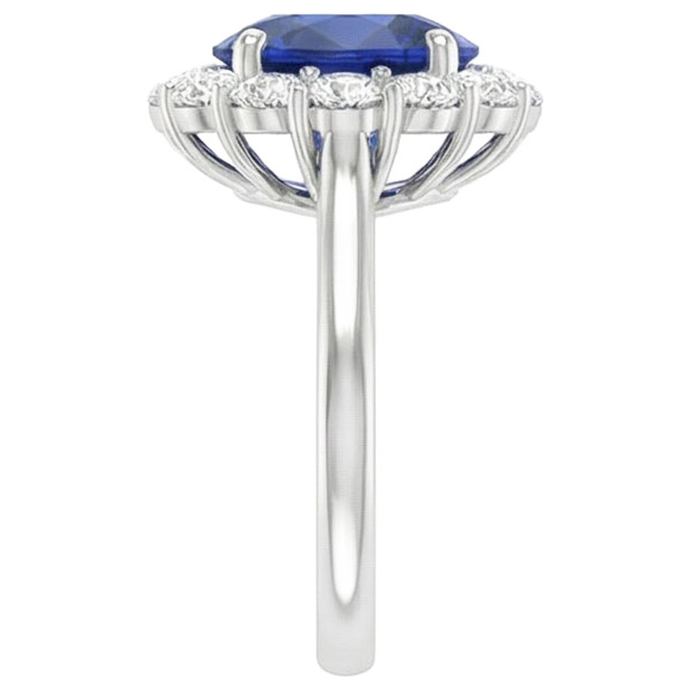 Blauer Saphir Aus der Erde Abgebauter Natürlicher Diamant Verlobungsring Oval Ceylon Edelstein 9,25 Karat