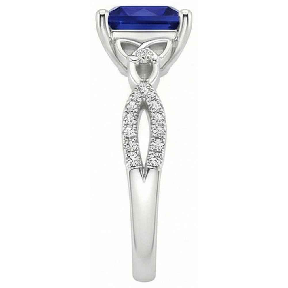 Blauer Saphir-Aus der Erde Abgebauter Natürlicher Diamantring im Princess-Schliff Gold mit gedrehtem Schaft 4 Karat